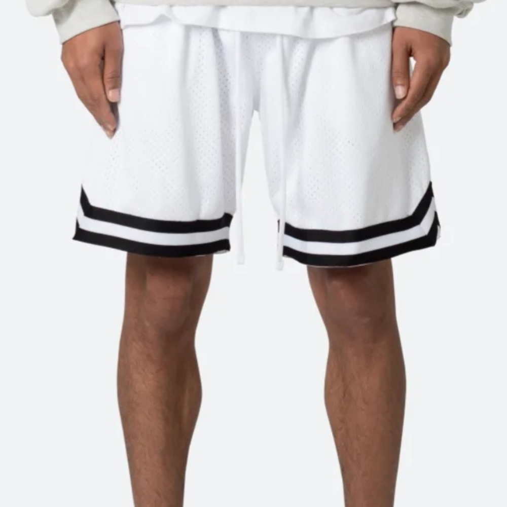 MNMI White Men's Shorts with Black Stripes